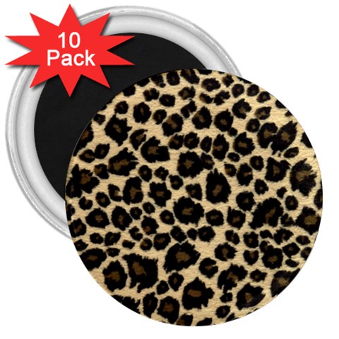 Jaguar Skin Texture, Jaguar Wool Texture, Yellow 3  Magnets (10 pack)  from ArtsNow.com Front