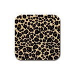 Jaguar Skin Texture, Jaguar Wool Texture, Yellow Rubber Square Coaster (4 pack)