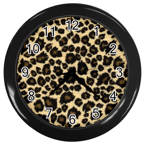 Jaguar Skin Texture, Jaguar Wool Texture, Yellow Wall Clock (Black) from ArtsNow.com Front