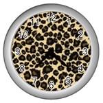 Jaguar Skin Texture, Jaguar Wool Texture, Yellow Wall Clock (Silver)