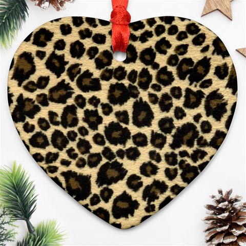 Jaguar Skin Texture, Jaguar Wool Texture, Yellow Heart Ornament (Two Sides) from ArtsNow.com Front