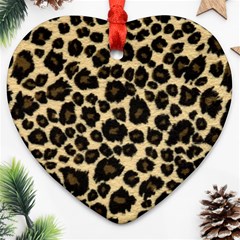 Jaguar Skin Texture, Jaguar Wool Texture, Yellow Heart Ornament (Two Sides) from ArtsNow.com Back