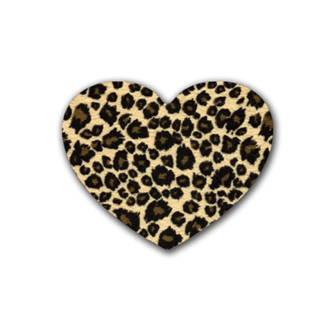 Jaguar Skin Texture, Jaguar Wool Texture, Yellow Rubber Coaster (Heart) from ArtsNow.com Front