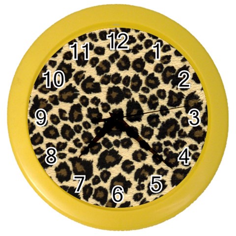 Jaguar Skin Texture, Jaguar Wool Texture, Yellow Color Wall Clock from ArtsNow.com Front