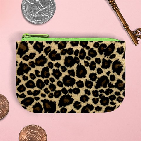 Jaguar Skin Texture, Jaguar Wool Texture, Yellow Mini Coin Purse from ArtsNow.com Front