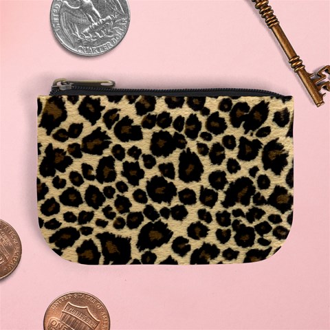 Jaguar Skin Texture, Jaguar Wool Texture, Yellow Mini Coin Purse from ArtsNow.com Front