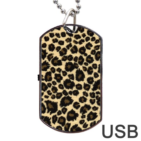 Jaguar Skin Texture, Jaguar Wool Texture, Yellow Dog Tag USB Flash (One Side) from ArtsNow.com Front