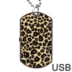 Jaguar Skin Texture, Jaguar Wool Texture, Yellow Dog Tag USB Flash (One Side)