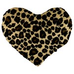 Jaguar Skin Texture, Jaguar Wool Texture, Yellow Large 19  Premium Heart Shape Cushions