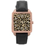 Jaguar Skin Texture, Jaguar Wool Texture, Yellow Rose Gold Leather Watch 