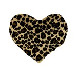 Jaguar Skin Texture, Jaguar Wool Texture, Yellow Standard 16  Premium Flano Heart Shape Cushions