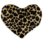 Jaguar Skin Texture, Jaguar Wool Texture, Yellow Large 19  Premium Flano Heart Shape Cushions