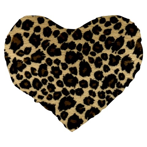 Jaguar Skin Texture, Jaguar Wool Texture, Yellow Large 19  Premium Flano Heart Shape Cushions from ArtsNow.com Back