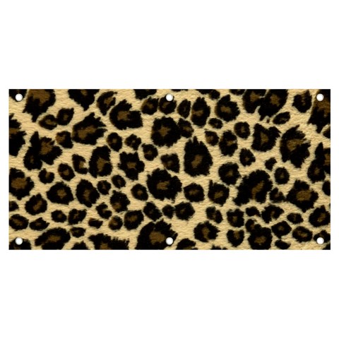 Jaguar Skin Texture, Jaguar Wool Texture, Yellow Banner and Sign 4  x 2  from ArtsNow.com Front