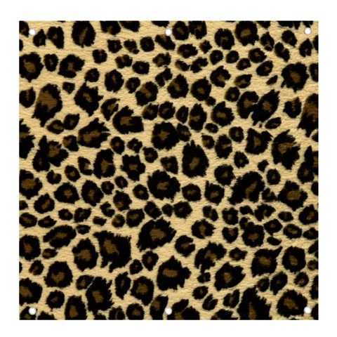 Jaguar Skin Texture, Jaguar Wool Texture, Yellow Banner and Sign 4  x 4  from ArtsNow.com Front