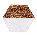 Jaguar Skin Texture, Jaguar Wool Texture, Yellow Marble Wood Coaster (Hexagon) 