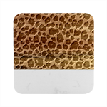 Jaguar Skin Texture, Jaguar Wool Texture, Yellow Marble Wood Coaster (Square)