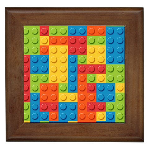 Lego Bricks, Colorful Dots Background Framed Tile from ArtsNow.com Front