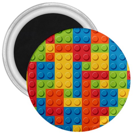 Lego Bricks, Colorful Dots Background 3  Magnets from ArtsNow.com Front