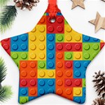 Lego Bricks, Colorful Dots Background Ornament (Star)