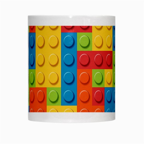 Lego Bricks, Colorful Dots Background White Mug from ArtsNow.com Center