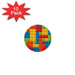 Lego Bricks, Colorful Dots Background 1  Mini Buttons (10 pack) 