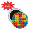 Lego Bricks, Colorful Dots Background 1.75  Magnets (10 pack) 