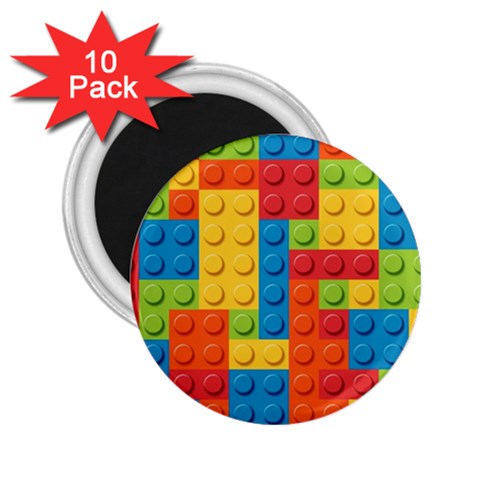 Lego Bricks, Colorful Dots Background 2.25  Magnets (10 pack)  from ArtsNow.com Front