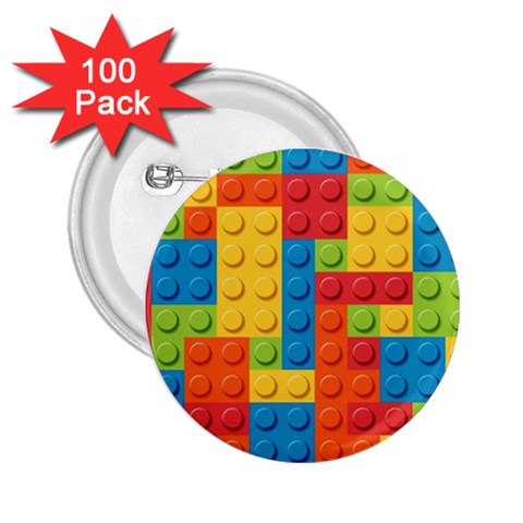 Lego Bricks, Colorful Dots Background 2.25  Buttons (100 pack)  from ArtsNow.com Front