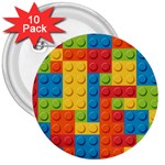 Lego Bricks, Colorful Dots Background 3  Buttons (10 pack) 