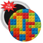 Lego Bricks, Colorful Dots Background 3  Magnets (10 pack) 