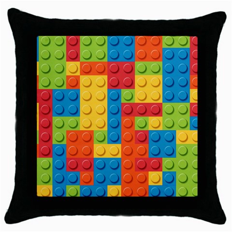 Lego Bricks, Colorful Dots Background Throw Pillow Case (Black) from ArtsNow.com Front