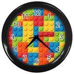 Lego Bricks, Colorful Dots Background Wall Clock (Black)