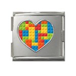 Lego Bricks, Colorful Dots Background Mega Link Heart Italian Charm (18mm)