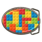 Lego Bricks, Colorful Dots Background Belt Buckles