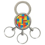 Lego Bricks, Colorful Dots Background 3-Ring Key Chain