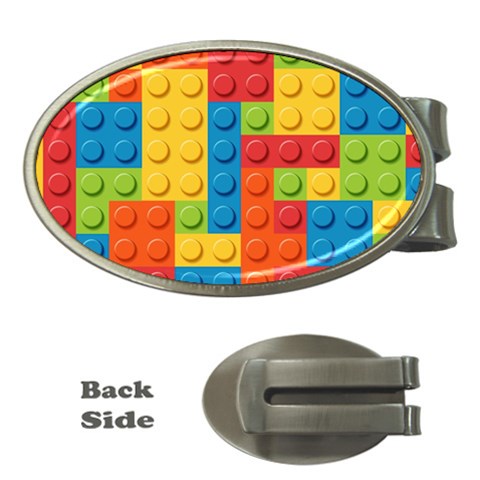 Lego Bricks, Colorful Dots Background Money Clips (Oval)  from ArtsNow.com Front