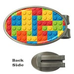 Lego Bricks, Colorful Dots Background Money Clips (Oval) 