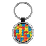 Lego Bricks, Colorful Dots Background Key Chain (Round)