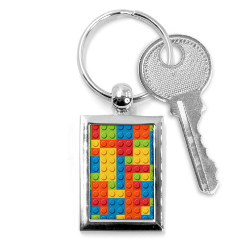 Lego Bricks, Colorful Dots Background Key Chain (Rectangle) from ArtsNow.com Front