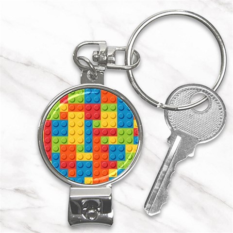 Lego Bricks, Colorful Dots Background Nail Clippers Key Chain from ArtsNow.com Front