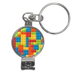 Lego Bricks, Colorful Dots Background Nail Clippers Key Chain