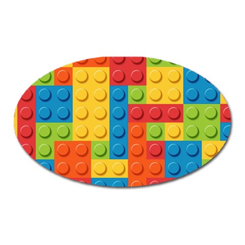 Lego Bricks, Colorful Dots Background Oval Magnet from ArtsNow.com Front