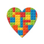 Lego Bricks, Colorful Dots Background Heart Magnet