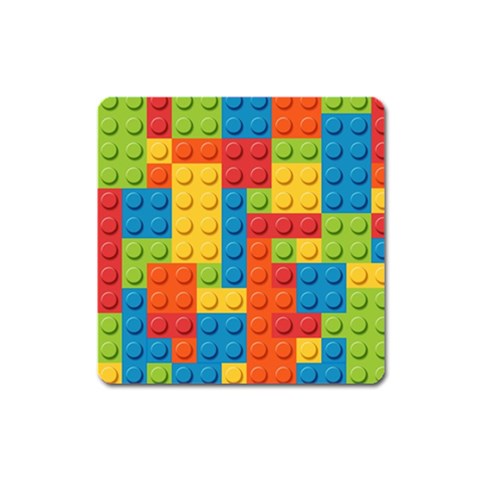 Lego Bricks, Colorful Dots Background Square Magnet from ArtsNow.com Front