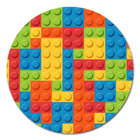 Lego Bricks, Colorful Dots Background Magnet 5  (Round) from ArtsNow.com Front