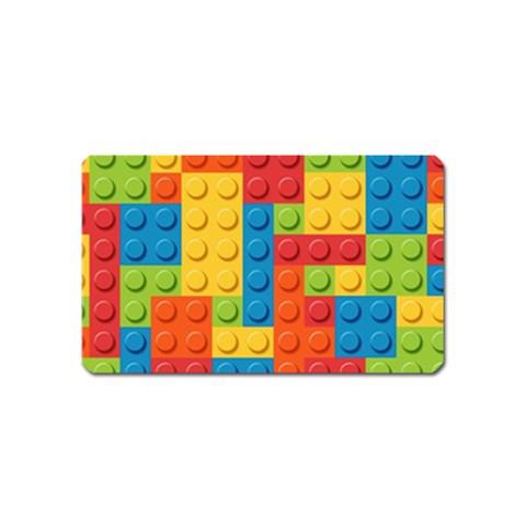 Lego Bricks, Colorful Dots Background Magnet (Name Card) from ArtsNow.com Front