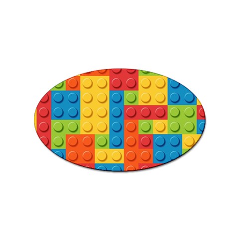 Lego Bricks, Colorful Dots Background Sticker Oval (100 pack) from ArtsNow.com Front