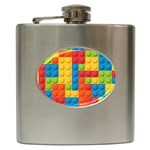 Lego Bricks, Colorful Dots Background Hip Flask (6 oz)