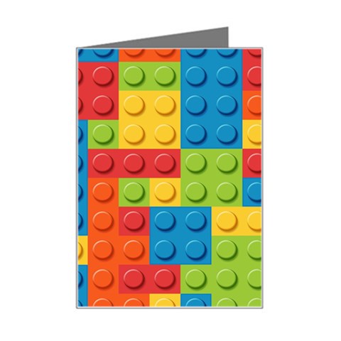 Lego Bricks, Colorful Dots Background Mini Greeting Card from ArtsNow.com Left